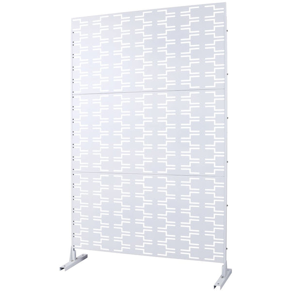 English Elm Outdoor Powder Coated Metal Privacy Screen Freestanding Geometric Panel Patio Garden PS112 White W465P193243
