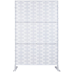 English Elm Outdoor Powder Coated Metal Privacy Screen Freestanding Geometric Panel Patio Garden PS112 White W465P193243