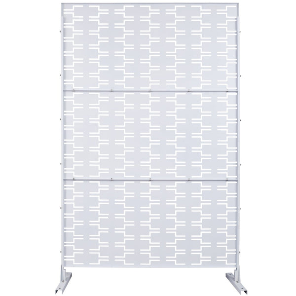 English Elm Outdoor Powder Coated Metal Privacy Screen Freestanding Geometric Panel Patio Garden PS112 White W465P193243