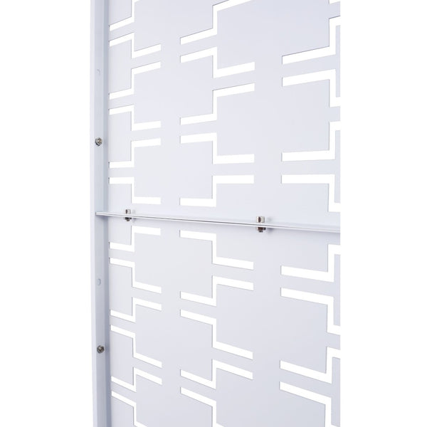 English Elm Outdoor Powder Coated Metal Privacy Screen Freestanding Geometric Panel Patio Garden PS112 White W465P193243