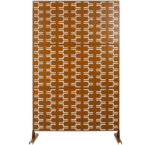 English Elm Outdoor Powder Coated Metal Privacy Screen Freestanding Geometric Panel Patio Garden PS112 Brown W465P193244