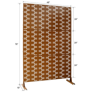 English Elm Outdoor Powder Coated Metal Privacy Screen Freestanding Geometric Panel Patio Garden PS112 Brown W465P193244