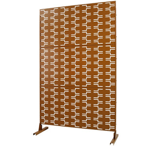 English Elm Outdoor Powder Coated Metal Privacy Screen Freestanding Geometric Panel Patio Garden PS112 Brown W465P193244