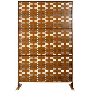 English Elm Outdoor Powder Coated Metal Privacy Screen Freestanding Geometric Panel Patio Garden PS112 Brown W465P193244