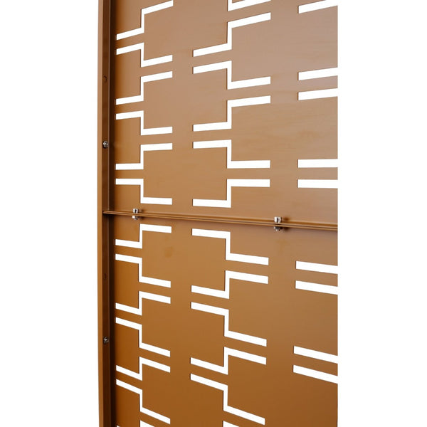 English Elm Outdoor Powder Coated Metal Privacy Screen Freestanding Geometric Panel Patio Garden PS112 Brown W465P193244