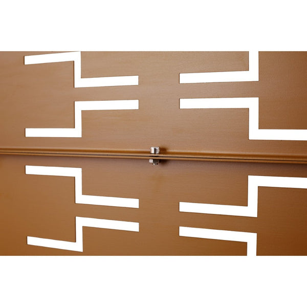 English Elm Outdoor Powder Coated Metal Privacy Screen Freestanding Geometric Panel Patio Garden PS112 Brown W465P193244