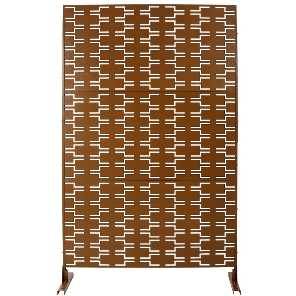 English Elm Outdoor Freestanding Metal Privacy Screen Geometric Lattice Panel for Patio or Deck W465P193245