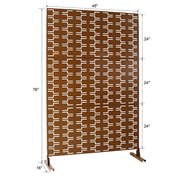 English Elm Outdoor Freestanding Metal Privacy Screen Geometric Lattice Panel for Patio or Deck W465P193245