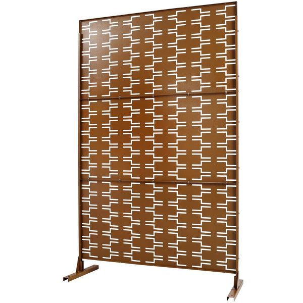 English Elm Outdoor Freestanding Metal Privacy Screen Geometric Lattice Panel for Patio or Deck W465P193245