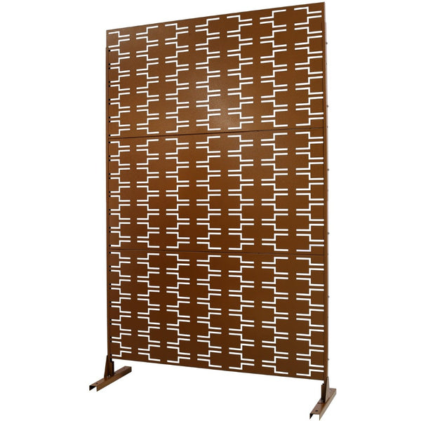 English Elm Outdoor Freestanding Metal Privacy Screen Geometric Lattice Panel for Patio or Deck W465P193245