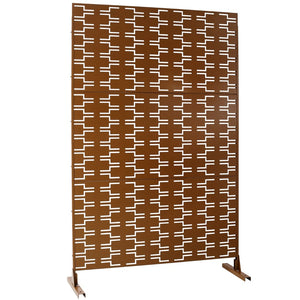 English Elm Outdoor Freestanding Metal Privacy Screen Geometric Lattice Panel for Patio or Deck W465P193245