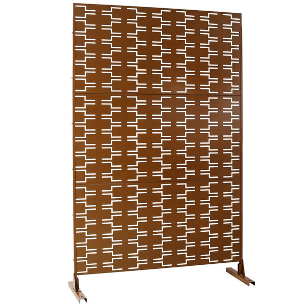 English Elm Outdoor Freestanding Metal Privacy Screen Geometric Lattice Panel for Patio or Deck W465P193245