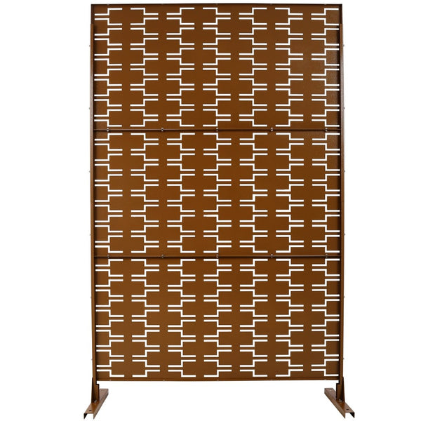 English Elm Outdoor Freestanding Metal Privacy Screen Geometric Lattice Panel for Patio or Deck W465P193245