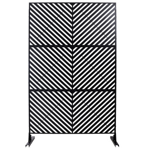 English Elm Outdoor Freestanding Metal Privacy Screen Geometric Cutout Panel for Patio or Garden Black PS113 W465P193246