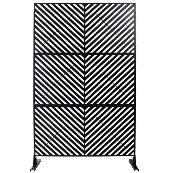 English Elm Outdoor Freestanding Metal Privacy Screen Geometric Cutout Panel for Patio or Garden Black PS113 W465P193246