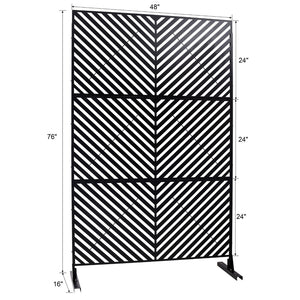 English Elm Outdoor Freestanding Metal Privacy Screen Geometric Cutout Panel for Patio or Garden Black PS113 W465P193246