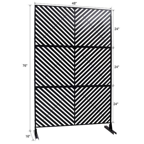 English Elm Outdoor Freestanding Metal Privacy Screen Geometric Cutout Panel for Patio or Garden Black PS113 W465P193246