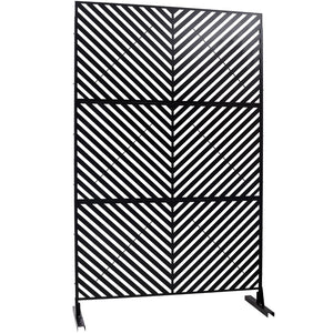 English Elm Outdoor Freestanding Metal Privacy Screen Geometric Cutout Panel for Patio or Garden Black PS113 W465P193246