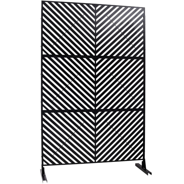 English Elm Outdoor Freestanding Metal Privacy Screen Geometric Cutout Panel for Patio or Garden Black PS113 W465P193246