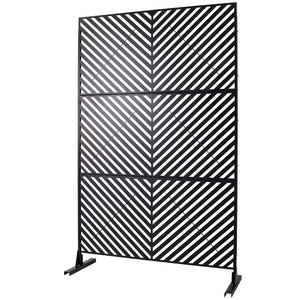 English Elm Outdoor Freestanding Metal Privacy Screen Geometric Cutout Panel for Patio or Garden Black PS113 W465P193246