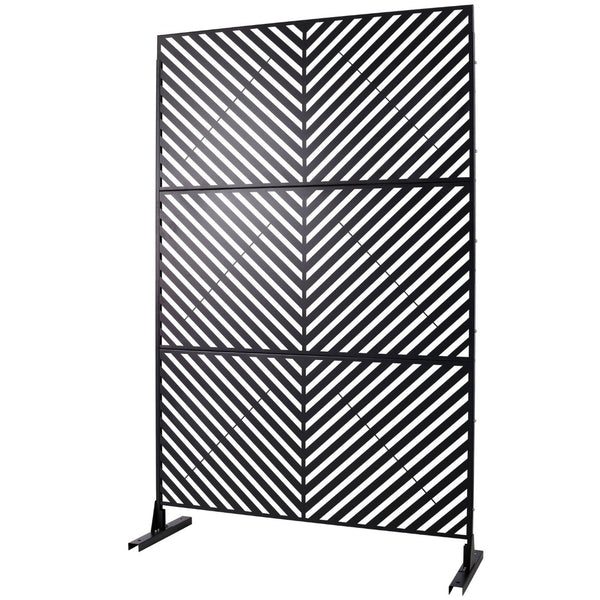 English Elm Outdoor Freestanding Metal Privacy Screen Geometric Cutout Panel for Patio or Garden Black PS113 W465P193246