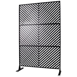 English Elm Outdoor Freestanding Metal Privacy Screen Geometric Cutout Panel for Patio or Garden Black PS113 W465P193246