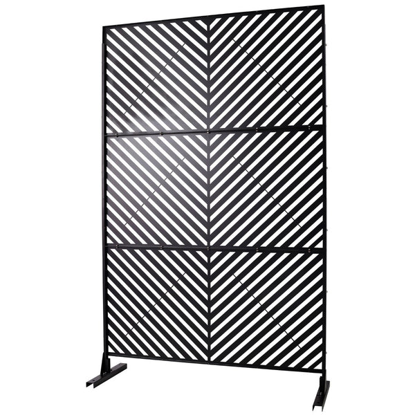 English Elm Outdoor Freestanding Metal Privacy Screen Geometric Cutout Panel for Patio or Garden Black PS113 W465P193246