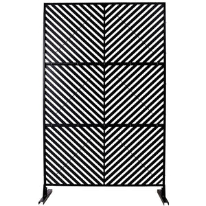 English Elm Outdoor Freestanding Metal Privacy Screen Geometric Cutout Panel for Patio or Garden Black PS113 W465P193246