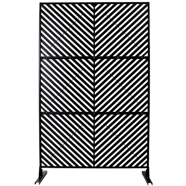 English Elm Outdoor Freestanding Metal Privacy Screen Geometric Cutout Panel for Patio or Garden Black PS113 W465P193246