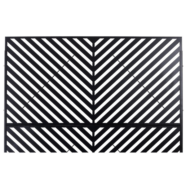 English Elm Outdoor Freestanding Metal Privacy Screen Geometric Cutout Panel for Patio or Garden Black PS113 W465P193246