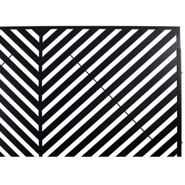 English Elm Outdoor Freestanding Metal Privacy Screen Geometric Cutout Panel for Patio or Garden Black PS113 W465P193246