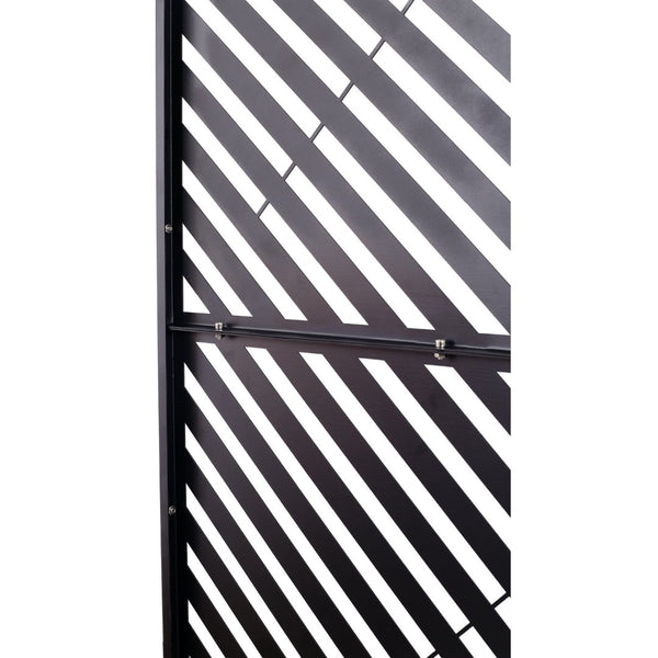 English Elm Outdoor Freestanding Metal Privacy Screen Geometric Cutout Panel for Patio or Garden Black PS113 W465P193246