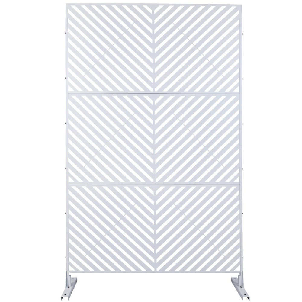 English Elm Outdoor Freestanding Metal Privacy Screen Geometric Panel for Patio Deck or Garden White W465P193247