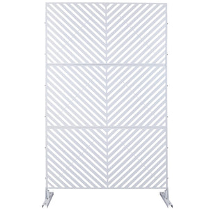 English Elm Outdoor Freestanding Metal Privacy Screen Geometric Panel for Patio Deck or Garden White W465P193247