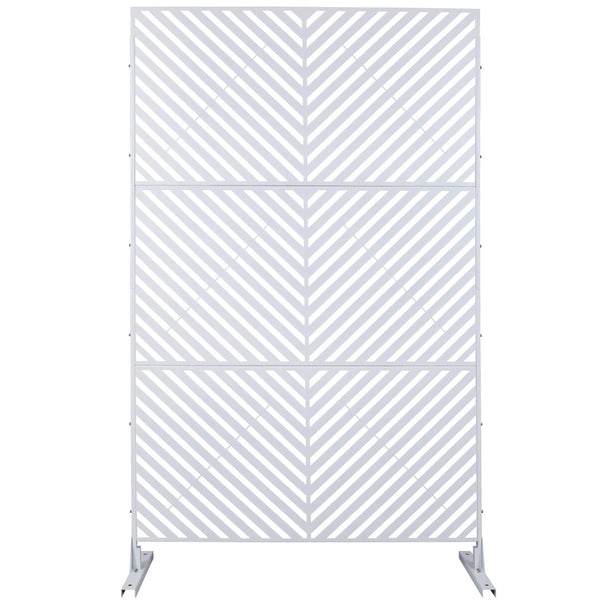 English Elm Outdoor Freestanding Metal Privacy Screen Geometric Panel for Patio Deck or Garden White W465P193247