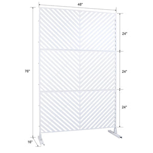 English Elm Outdoor Freestanding Metal Privacy Screen Geometric Panel for Patio Deck or Garden White W465P193247
