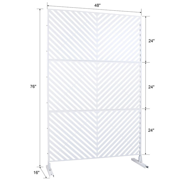 English Elm Outdoor Freestanding Metal Privacy Screen Geometric Panel for Patio Deck or Garden White W465P193247