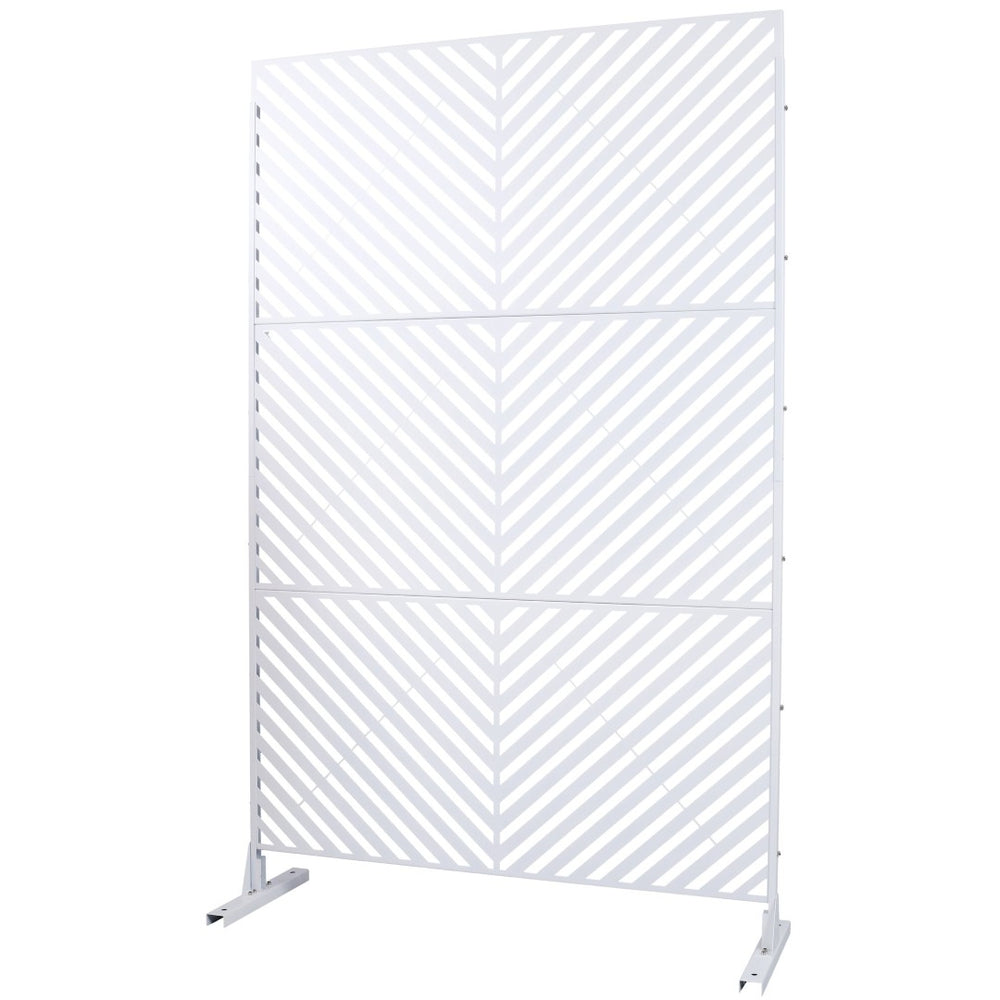 English Elm Outdoor Freestanding Metal Privacy Screen Geometric Panel for Patio Deck or Garden White W465P193247