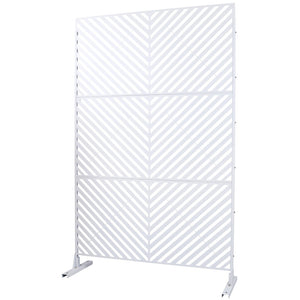 English Elm Outdoor Freestanding Metal Privacy Screen Geometric Panel for Patio Deck or Garden White W465P193247