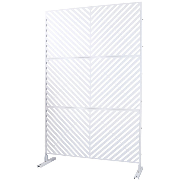 English Elm Outdoor Freestanding Metal Privacy Screen Geometric Panel for Patio Deck or Garden White W465P193247
