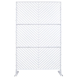 English Elm Outdoor Freestanding Metal Privacy Screen Geometric Panel for Patio Deck or Garden White W465P193247