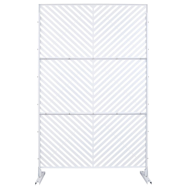 English Elm Outdoor Freestanding Metal Privacy Screen Geometric Panel for Patio Deck or Garden White W465P193247