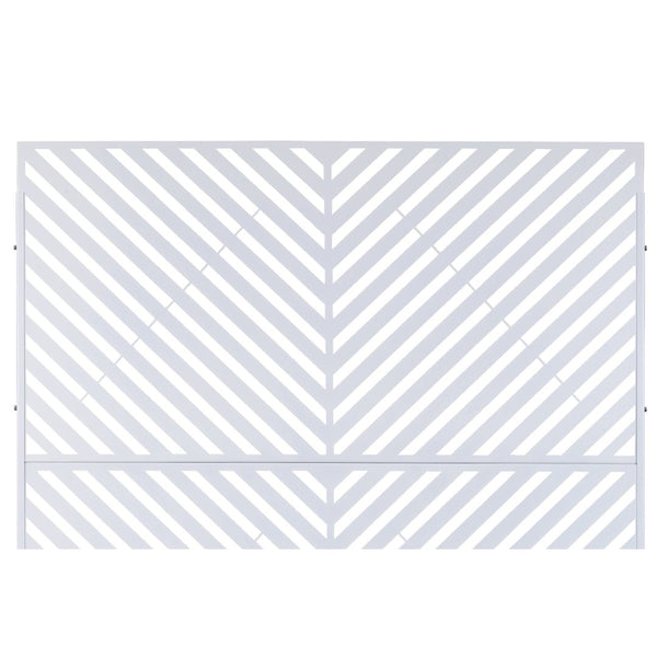 English Elm Outdoor Freestanding Metal Privacy Screen Geometric Panel for Patio Deck or Garden White W465P193247