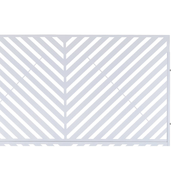 English Elm Outdoor Freestanding Metal Privacy Screen Geometric Panel for Patio Deck or Garden White W465P193247