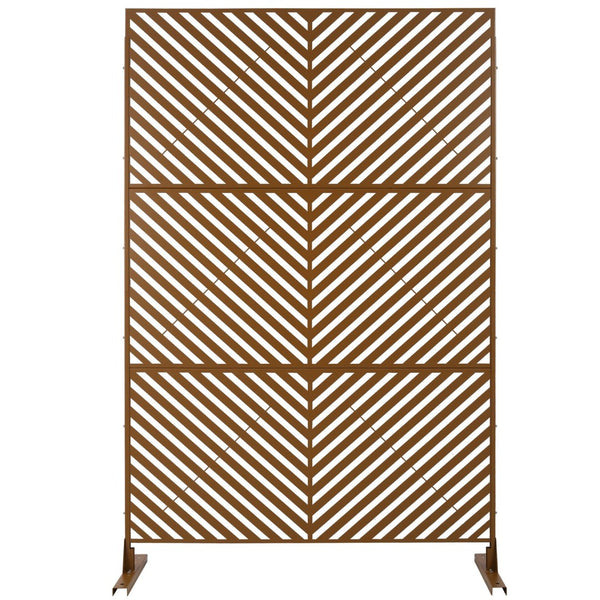 English Elm Outdoor Freestanding Metal Privacy Screen Geometric Cutout Panel for Patio or Garden Brown PS113 W465P193248