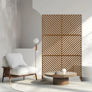 English Elm Outdoor Freestanding Metal Privacy Screen Geometric Cutout Panel for Patio or Garden Brown PS113 W465P193248