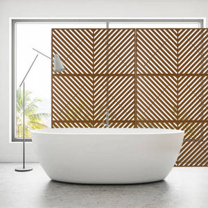 English Elm Outdoor Freestanding Metal Privacy Screen Geometric Cutout Panel for Patio or Garden Brown PS113 W465P193248