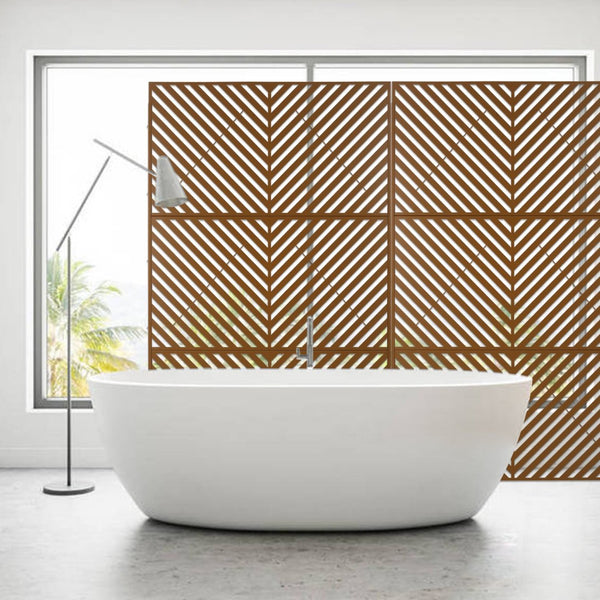 English Elm Outdoor Freestanding Metal Privacy Screen Geometric Cutout Panel for Patio or Garden Brown PS113 W465P193248