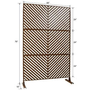 English Elm Outdoor Freestanding Metal Privacy Screen Geometric Cutout Panel for Patio or Garden Brown PS113 W465P193248