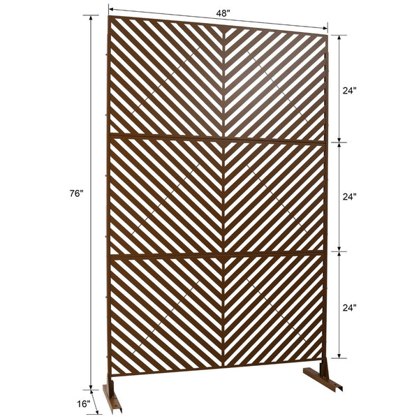 English Elm Outdoor Freestanding Metal Privacy Screen Geometric Cutout Panel for Patio or Garden Brown PS113 W465P193248